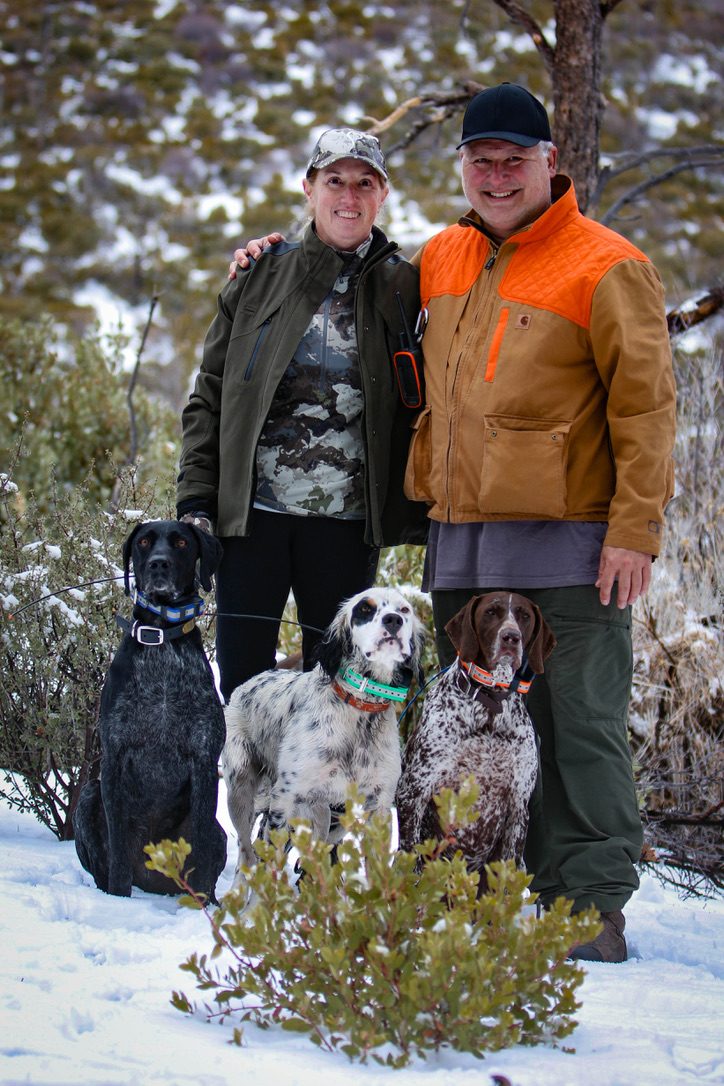 The original 3 dogs — Kapitan, Nitro and Jager, with Alan and Tammy